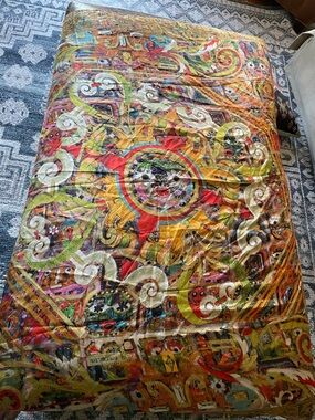 adventures des Toiles vintage scarf/ tapestry 100% silk